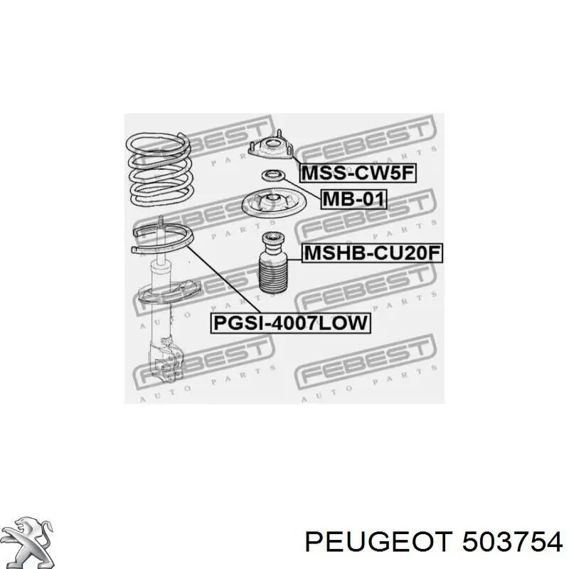 Espaciador (Anillo De Goma) Muelle Inferior Delantero 503754 Peugeot/Citroen