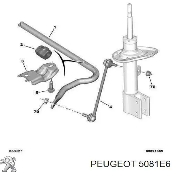 Стабилизатор передний 5081E6 Peugeot/Citroen