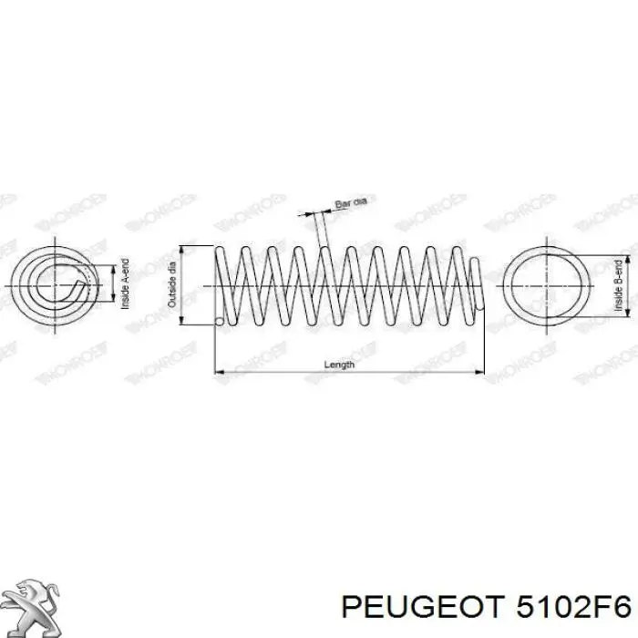 Задняя пружина 00005102H1 Peugeot/Citroen