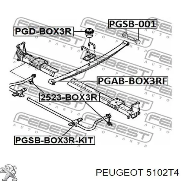 5102T4 Peugeot/Citroen suspensão de lâminas traseiro