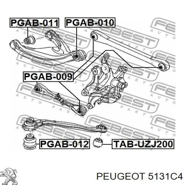 Сайлентблок нижнего заднего продольного рычага  Peugeot/Citroen 5131C4
