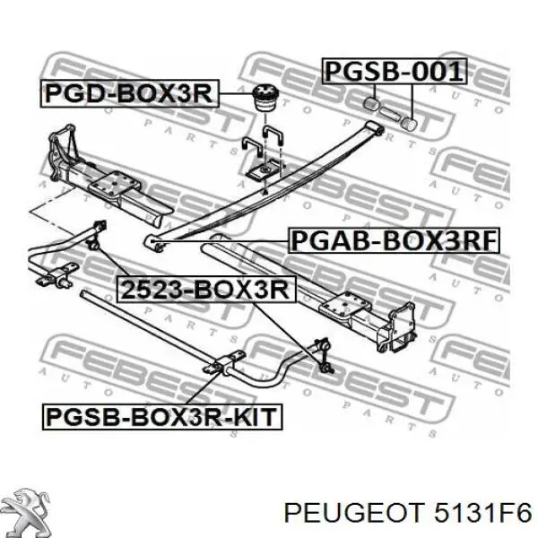 Купить 5131F6 Peugeot/Citroen Сайлентблок серьги рессоры