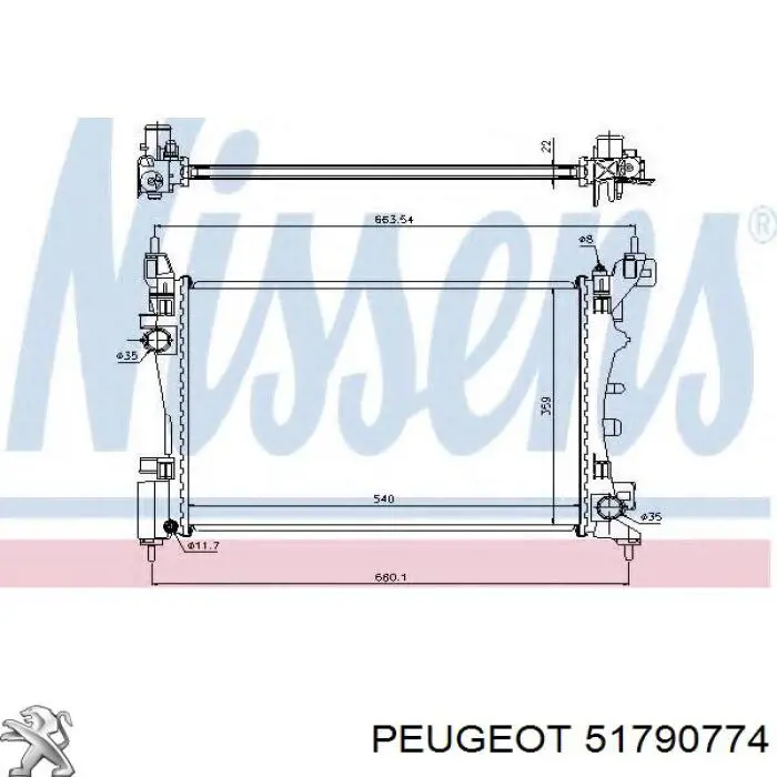 Радиатор 51790774 Peugeot/Citroen