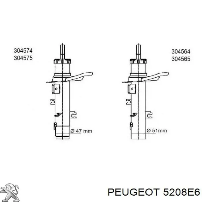 Купить 5208E6 Peugeot/Citroen Амортизатор подвески передний левый