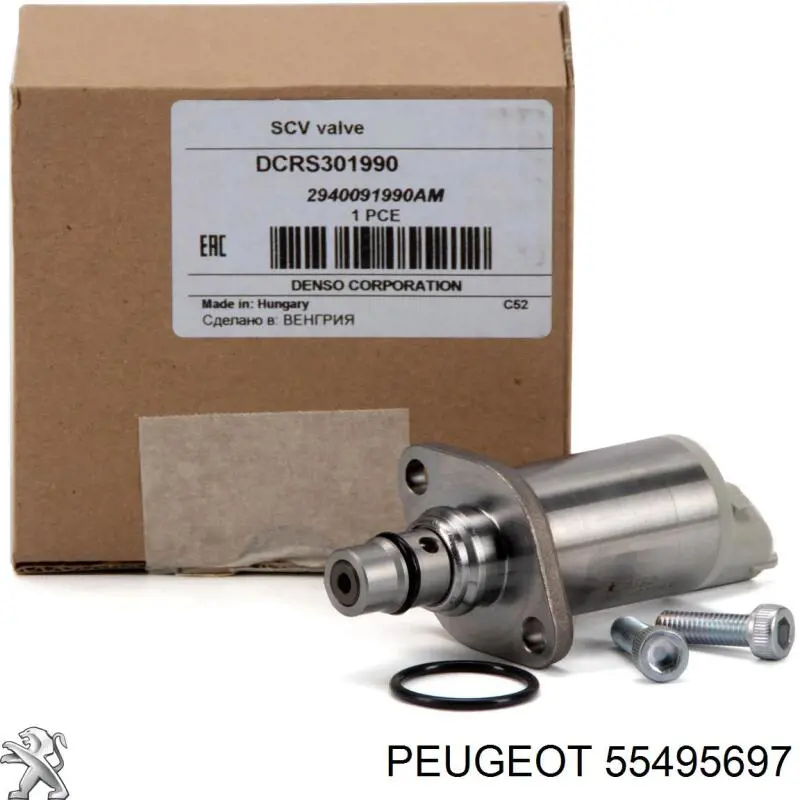 55495697 Peugeot/Citroen válvula de regulação de pressão (válvula de redução da bomba de combustível de pressão alta Common-Rail-System)