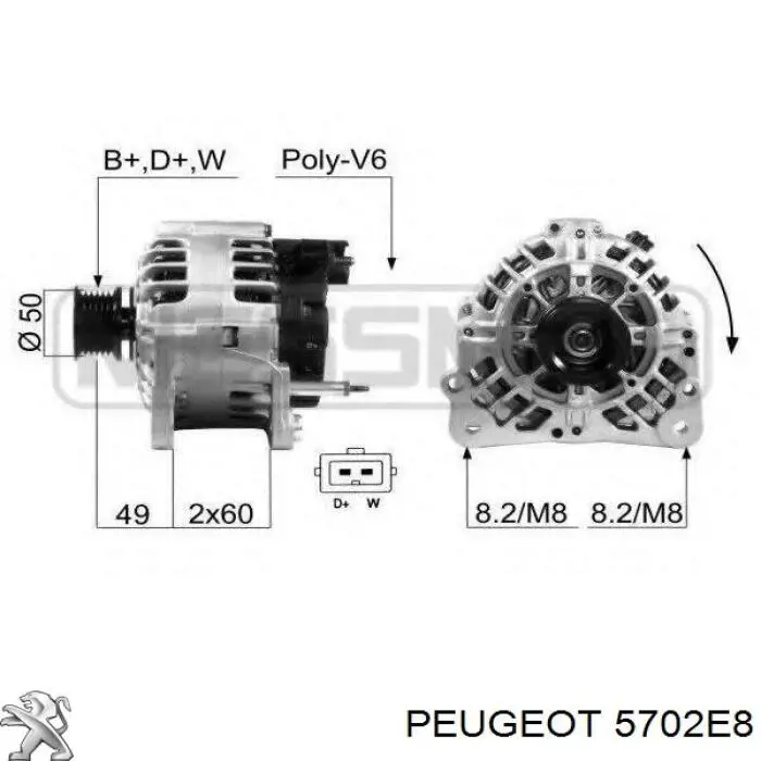 Генератор автомобиля Peugeot/Citroen 5702E8