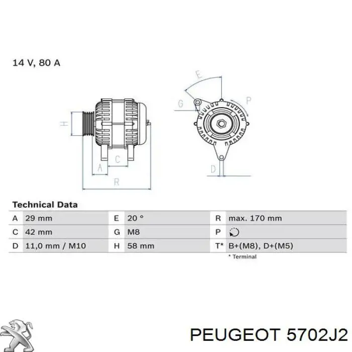 Купить 5702J2 Peugeot/Citroen Генератор