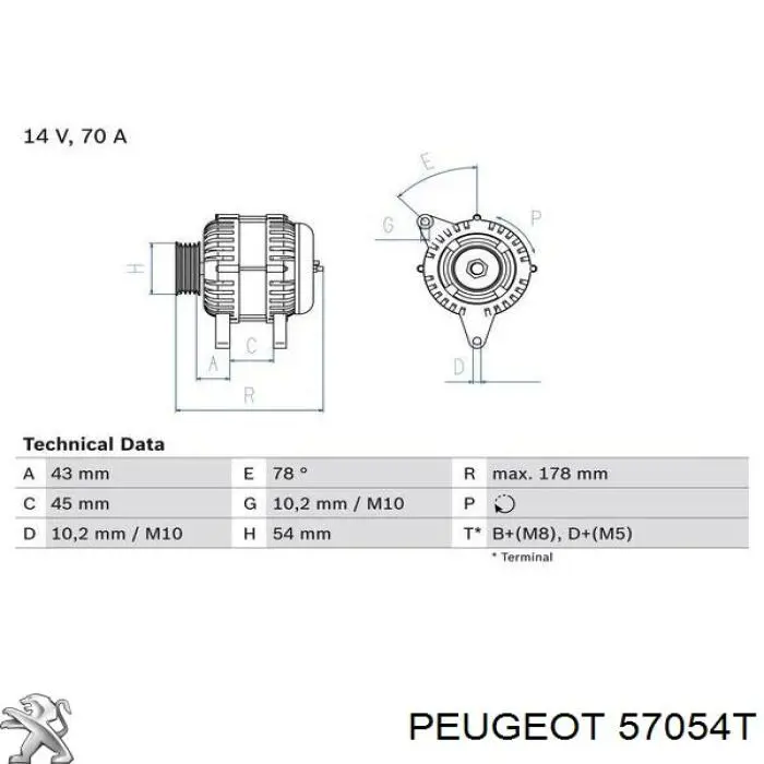 Alternador 57054T Peugeot/Citroen