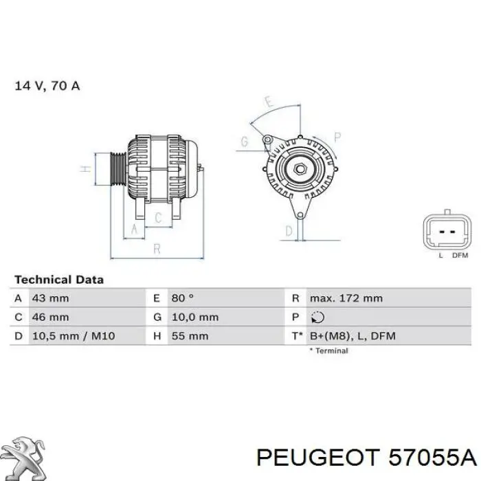 57055A Peugeot/Citroen генератор