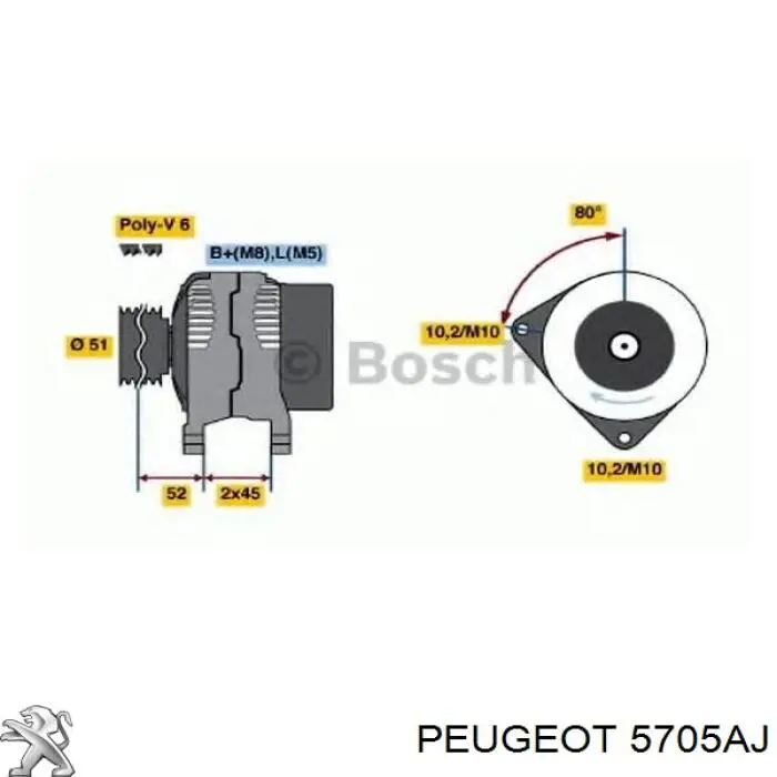 5705AJ Peugeot/Citroen генератор