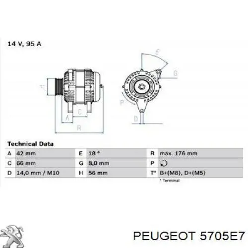 Автомобильный генератор Peugeot/Citroen 5705E7 цена, от 84.46 USD