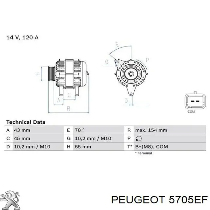 Автомобильный генератор Peugeot/Citroen 5705EF цена, от 210.70 USD