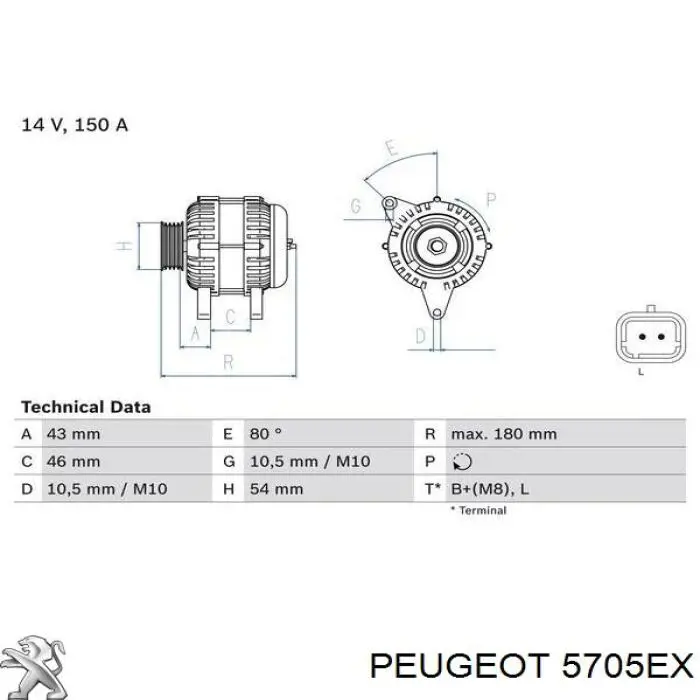 5705EX Peugeot/Citroen генератор