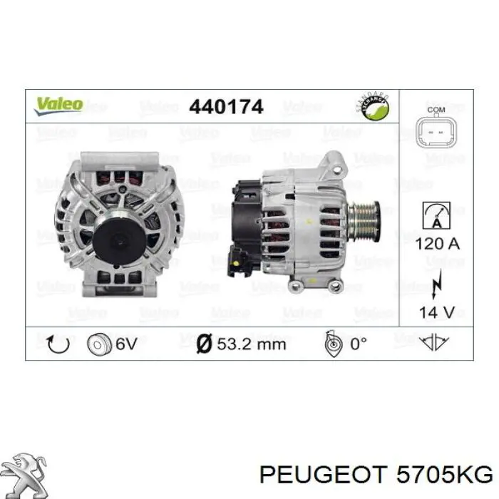 5705KG Peugeot/Citroen генератор