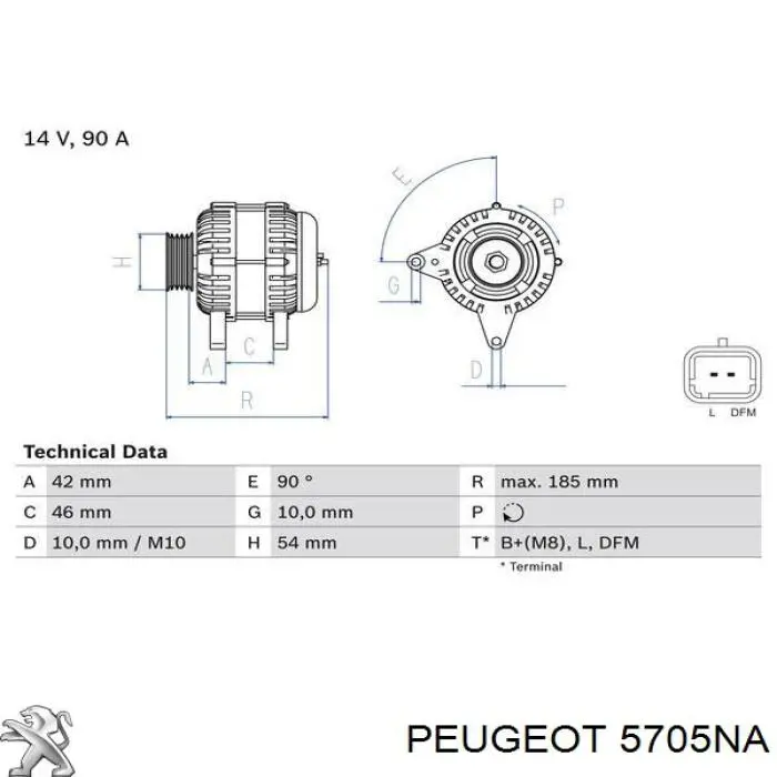 5705NA Peugeot/Citroen генератор