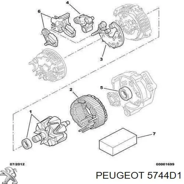 Alternador Diodo Puente Rectificador 5744D1 Peugeot/Citroen