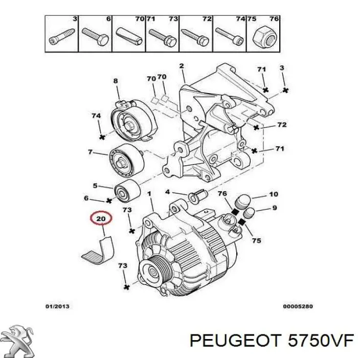 Correa trapezoidal 5750VF Peugeot/Citroen