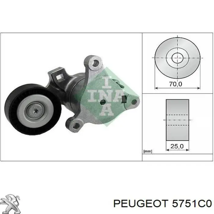 Натяжитель приводного ремня 5751C0 Peugeot/Citroen