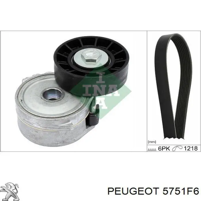 Tensor de correa, correa poli V 5751F6 Peugeot/Citroen