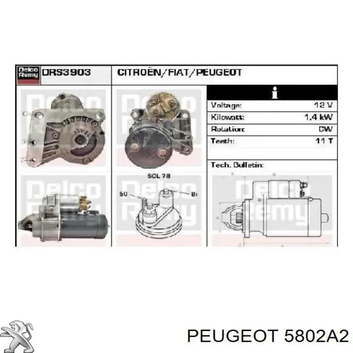 Купить 5802A2 Peugeot/Citroen Стартер