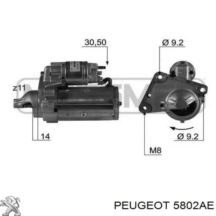 Стартер 5802AE Peugeot/Citroen