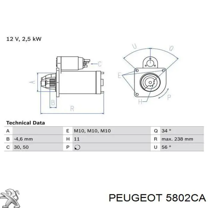 Motor de arranque 5802CA Peugeot/Citroen