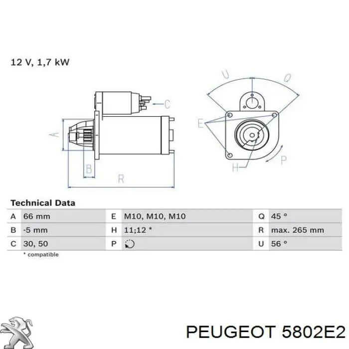 5802E2 Peugeot/Citroen стартер