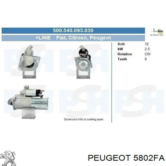Купить 5802FA Peugeot/Citroen Стартер