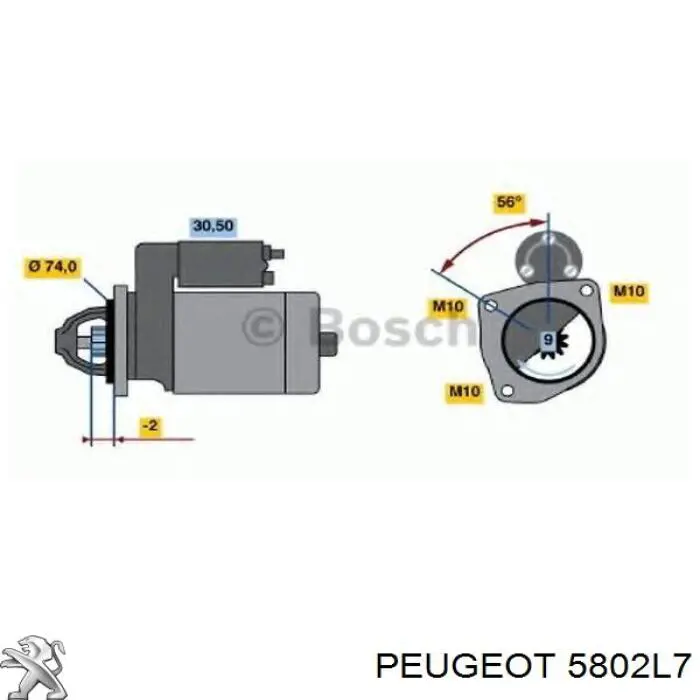 Motor de arranque 5802L7 Peugeot/Citroen