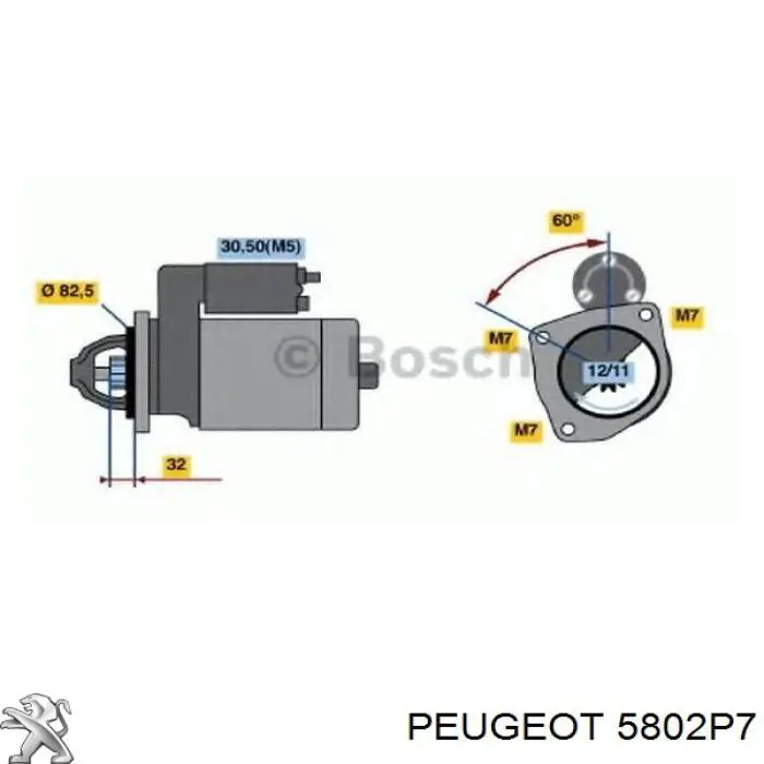 Motor de arranque 5802P7 Peugeot/Citroen