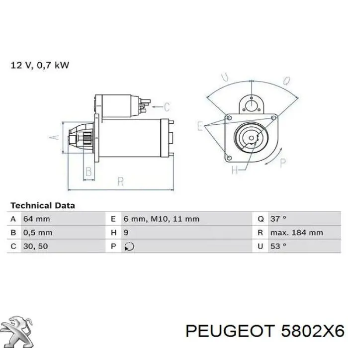 5802X6 Peugeot/Citroen стартер
