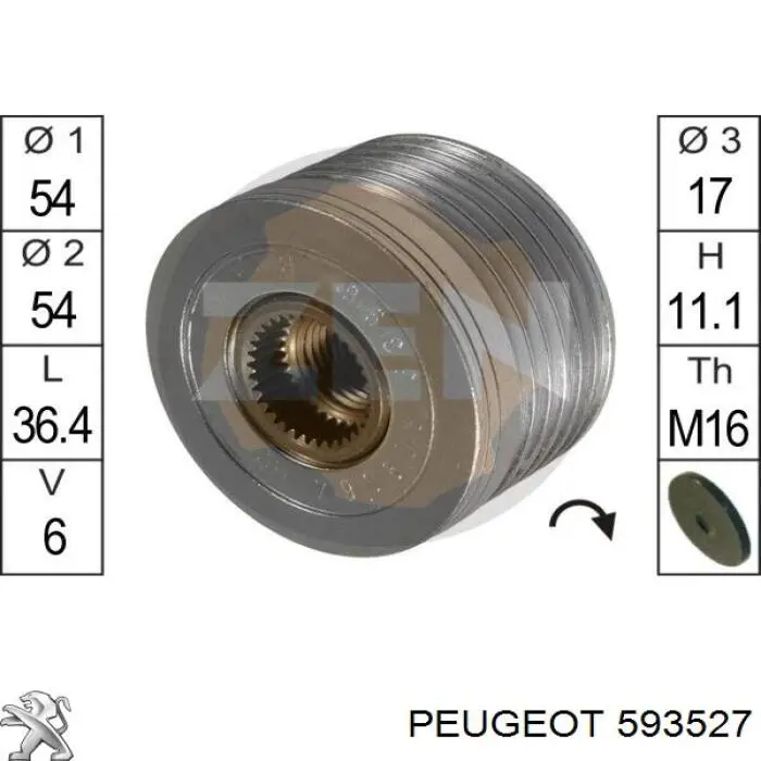 593527 Peugeot/Citroen шкив генератора