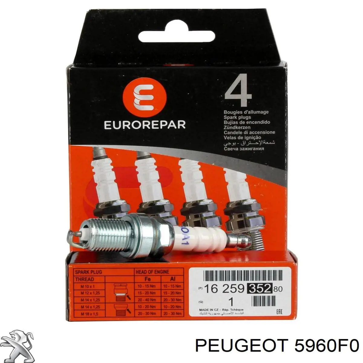 Свечи зажигания 5960F0 Peugeot/Citroen