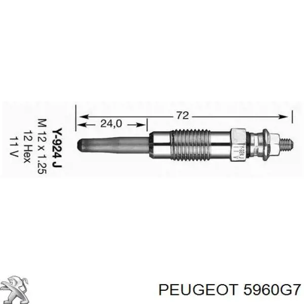 Свечи накала 5960G7 Peugeot/Citroen