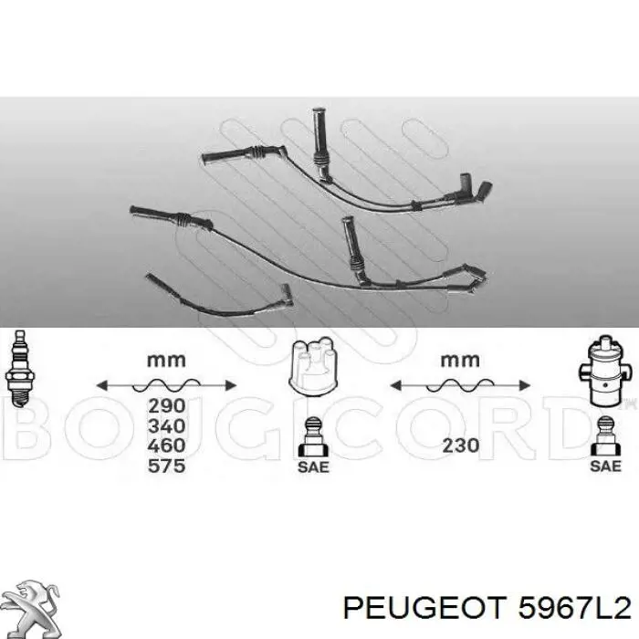 Провода высоковольтные, комплект Peugeot/Citroen 5967L2