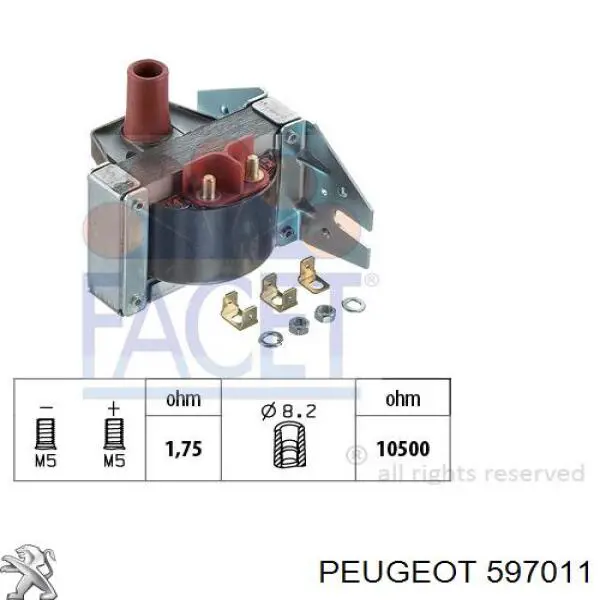 Купить 597011 Peugeot/Citroen Катушка зажигания