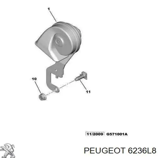 6236L8 Peugeot/Citroen Клаксон