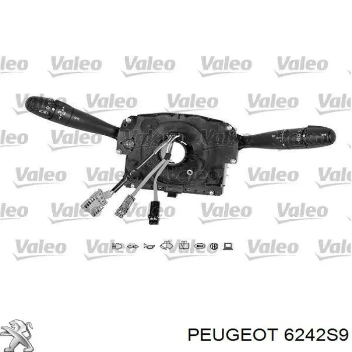 6242S9 Peugeot/Citroen Comutador instalado na coluna da direção, montado