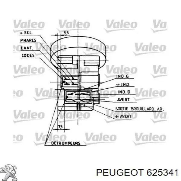 Купить 625341 Peugeot/Citroen Левый подрулевой переключатель