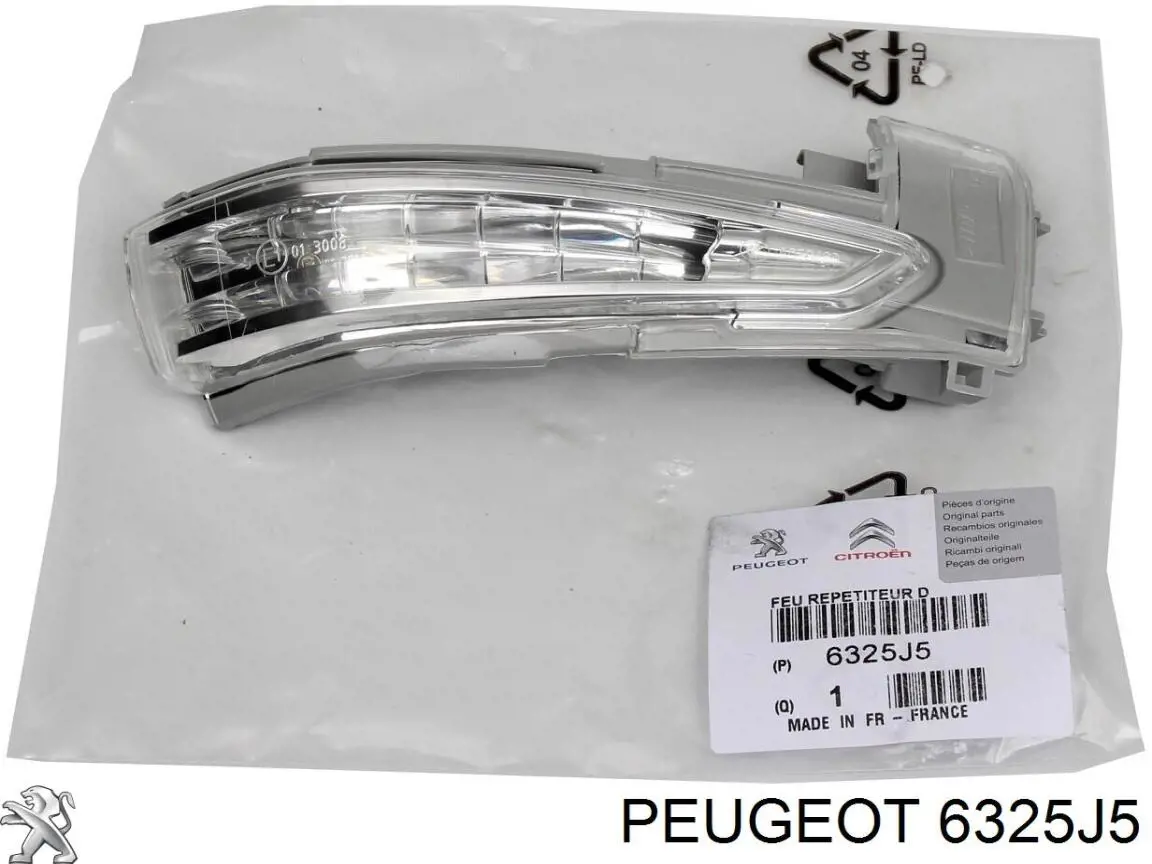 Luz intermitente de retrovisor exterior derecho 6325J5 Peugeot/Citroen