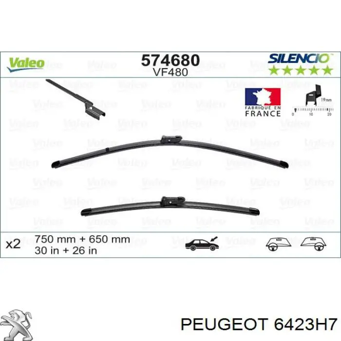 6423H7 Peugeot/Citroen limpa-pára-brisas de vidro traseiro