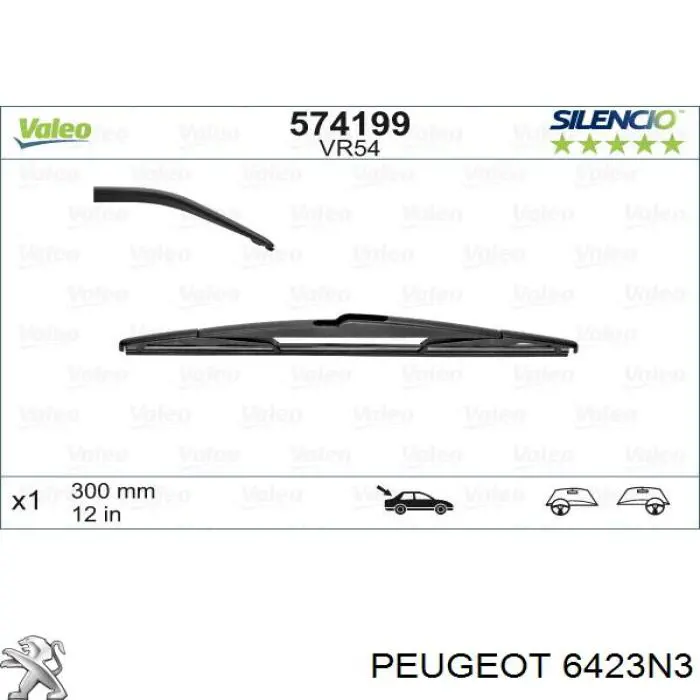 6423N3 Peugeot/Citroen limpa-pára-brisas de vidro traseiro
