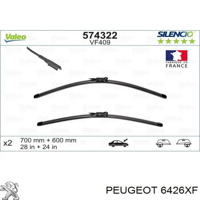 6426XF Peugeot/Citroen щетка-дворник лобового стекла водительская