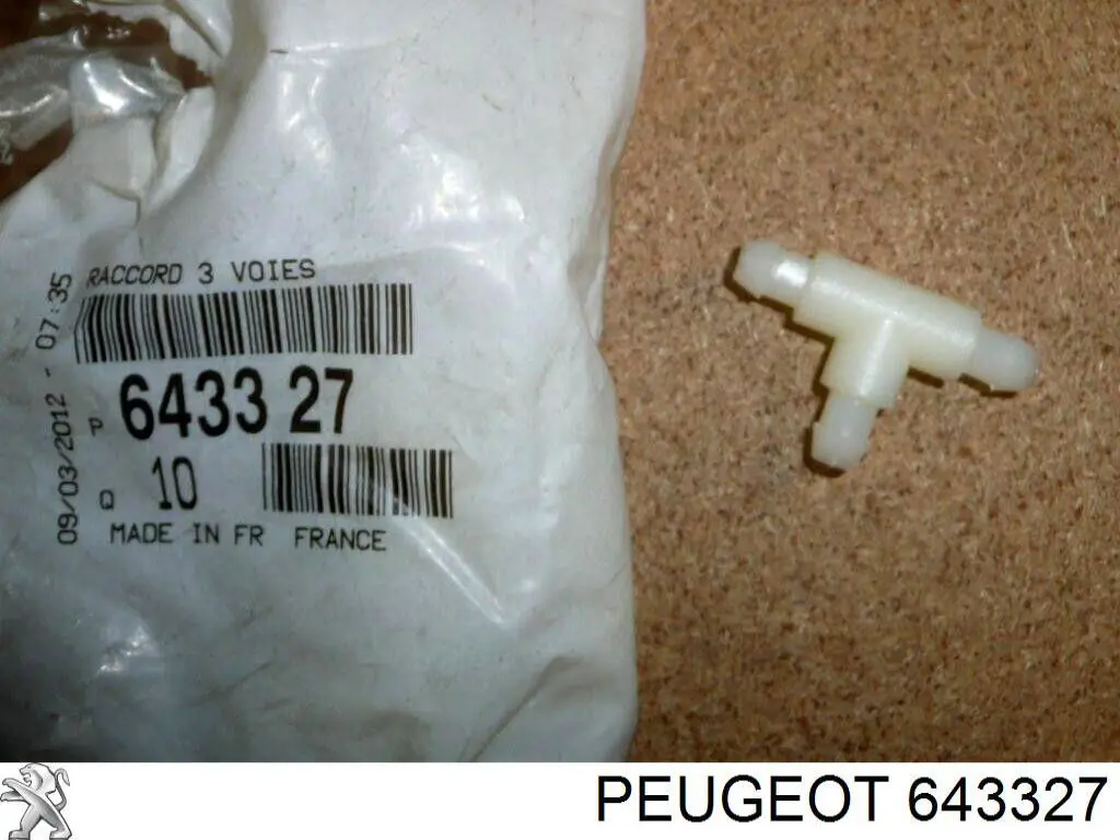 T de la sistema de lavado del parabrisas 643327 Peugeot/Citroen