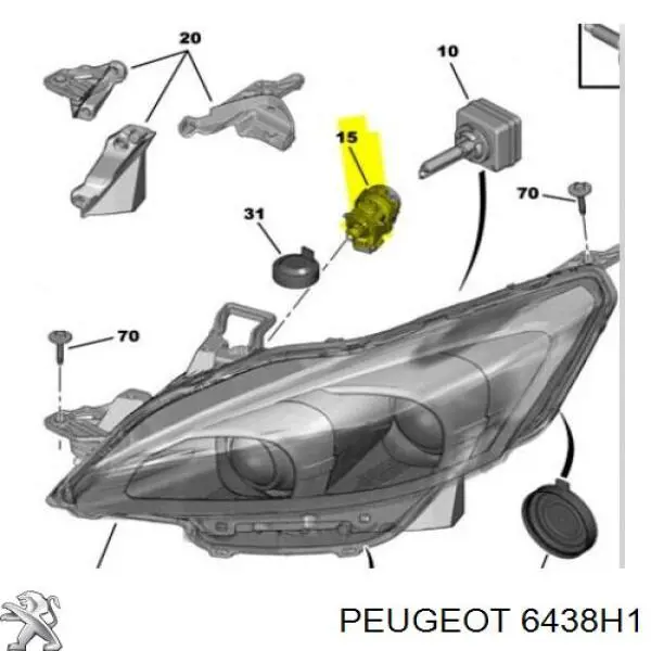 Накладка форсунки омывателя передней фары Peugeot/Citroen 6438H1