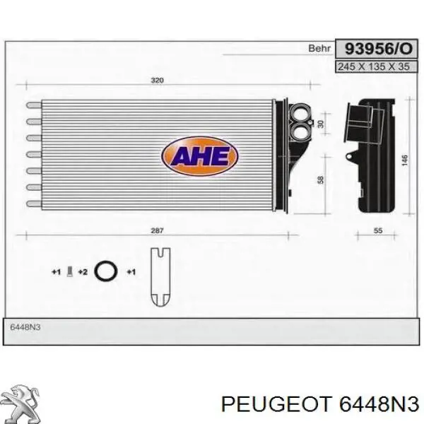 Радиатор печки (отопителя) Peugeot/Citroen 6448N3