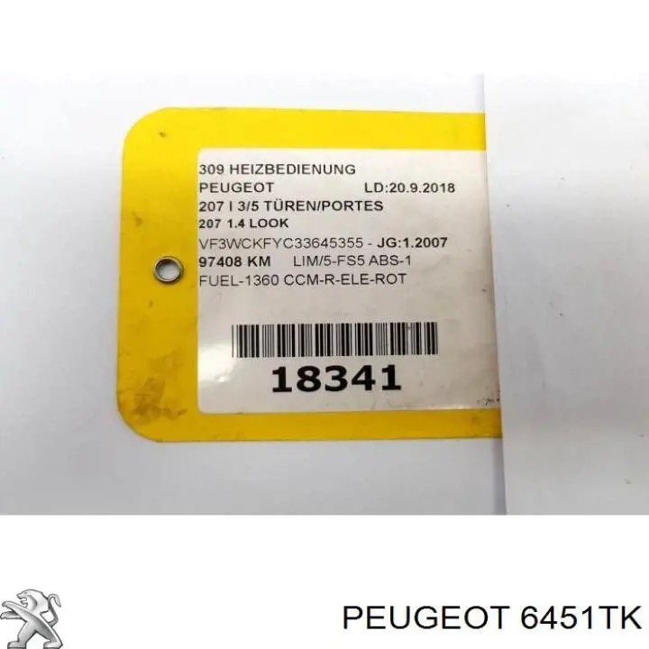 Unidade de controlo dos modos de aquecimento/condicionamento para Peugeot 207  WA, WC