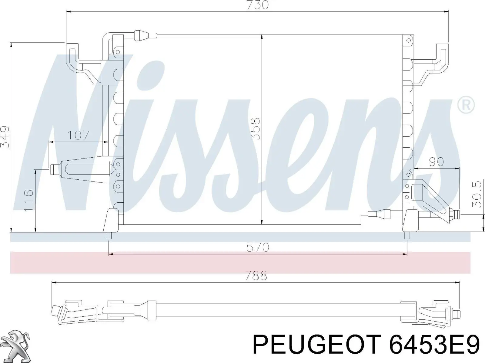 Купить 6453E9 Peugeot/Citroen Радиатор системы охлаждения кондиционера