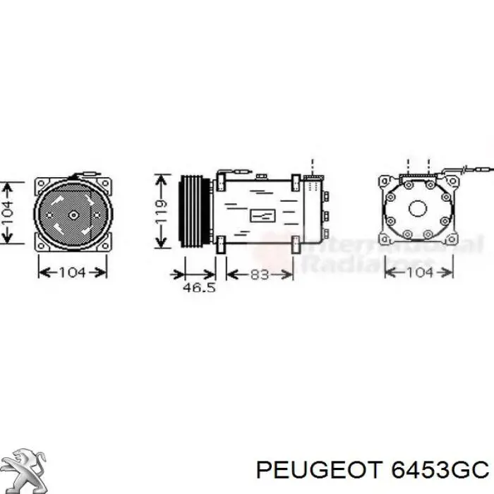 Compresor de aire acondicionado 6453GC Peugeot/Citroen