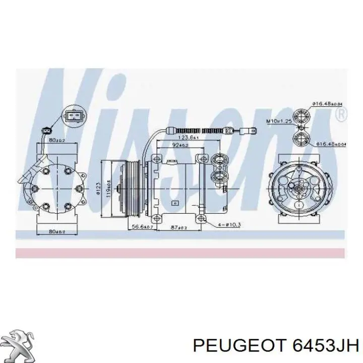Compresor de aire acondicionado 6453JH Peugeot/Citroen